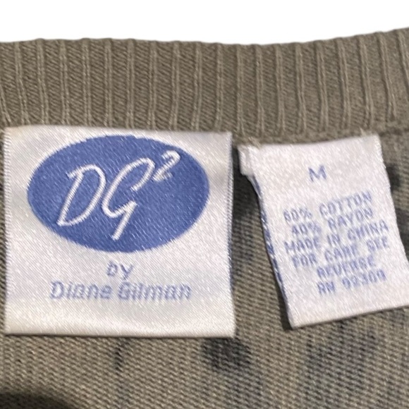 DG2 by diane Gilman olive python boyfriend sweater pockets cotton blend medium - Picture 9 of 9